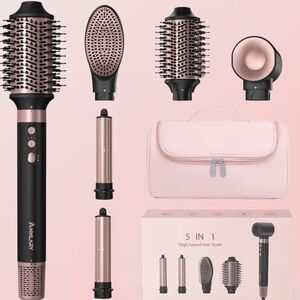 5-in-1 Hair Styler - Black and Pink